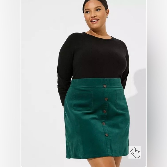 Torrid Mini Corduroy Button-Front Skirt Green size 2 - Picture 7 of 10